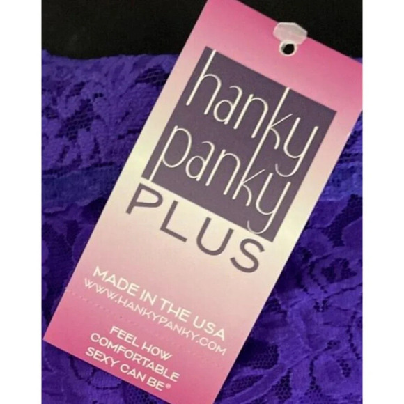 Hanky Panky +3X Sheer Purple Floral Stretch Lace Scalloped Trim Boyshort Panties - Picture 5 of 5